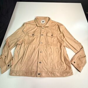 Joseph Abboud Faux Suede Trucker Jacket Tan/beige Size 3XL